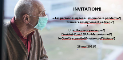 Colloque Ad Memoriam et CCNE : « Les personnes âgées au risque de la pandémie - Premiers enseignements à tirer »