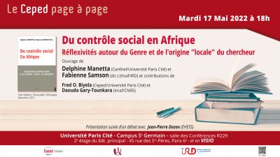 D. Manetta et F. Samson (dir.) « Du contrôle social en Afrique - réflexivités autour du genre et de l'origine locale du chercheur »